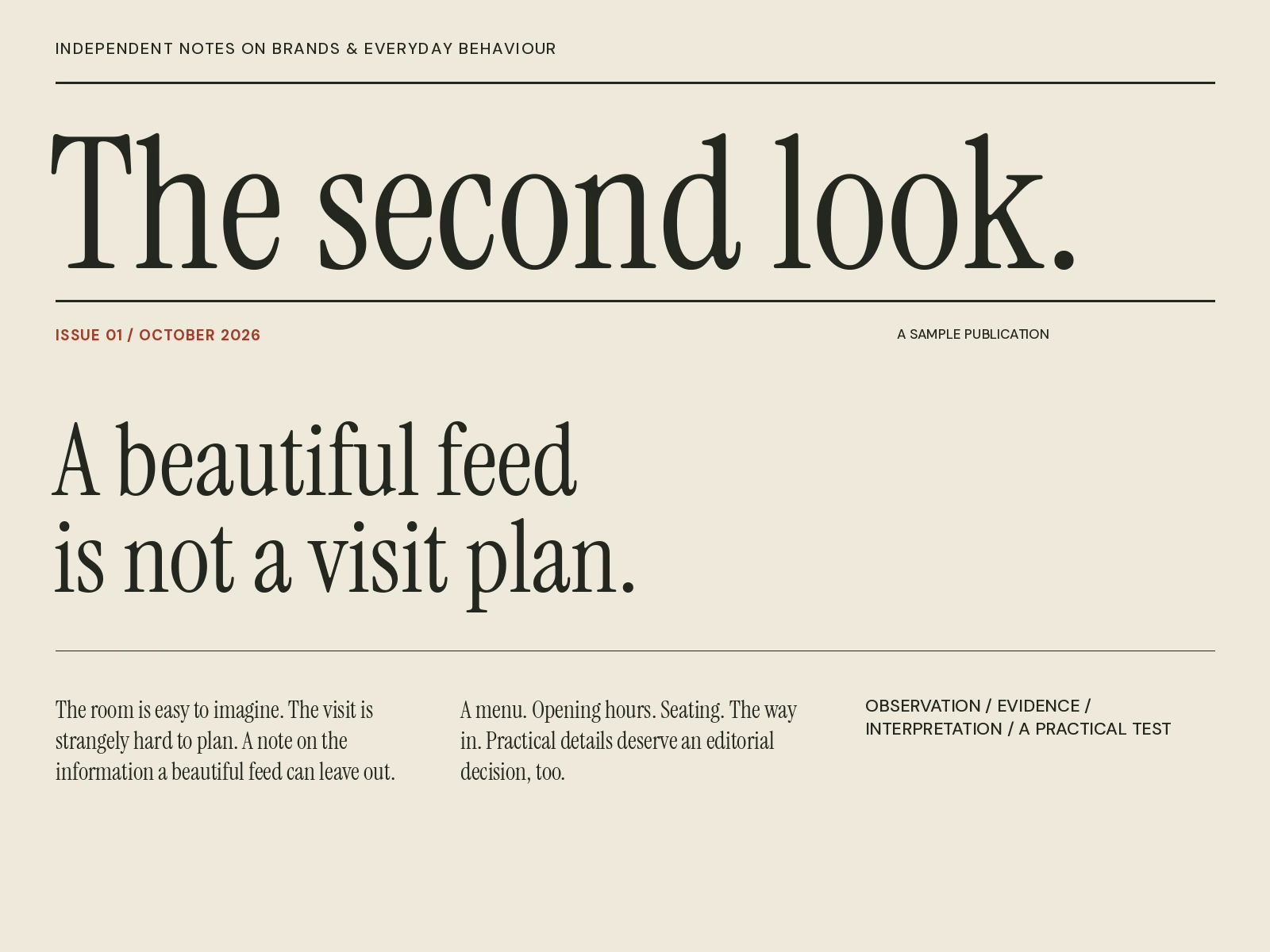 Sample publication cover for The second look. — original typeset editorial